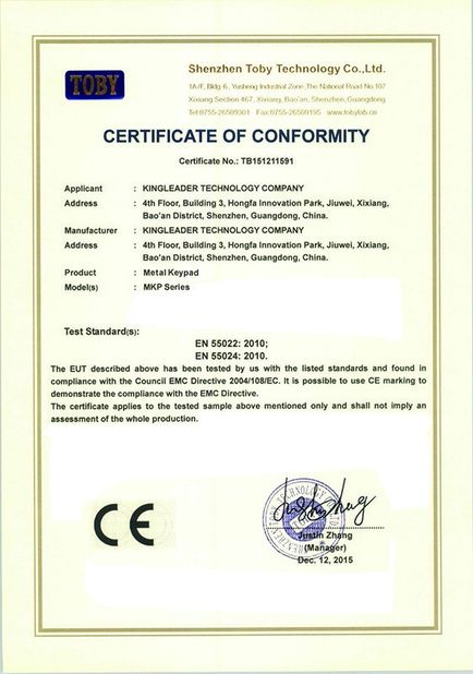 China KINGLEADER Technology Company certificaten